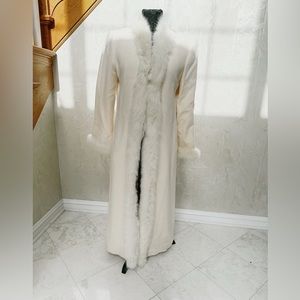 Authentic Marvin Richard Fur Trimmed Off-White Overcoat.  Worn Once